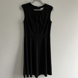 Wisp Black Slinky Fit & Flare Sleeveless Dress Key Hole Opening Womens Size 10